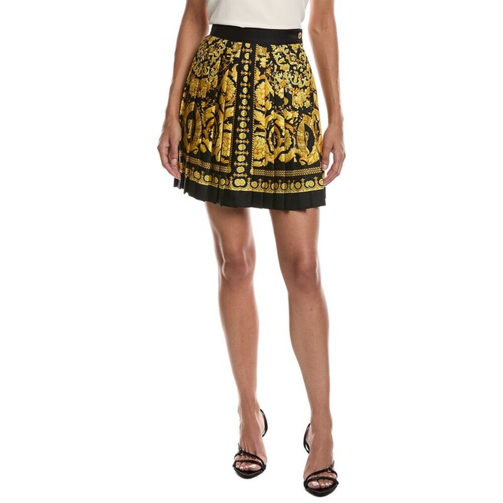 Versace Womens  Pleated Skirt, Yellow